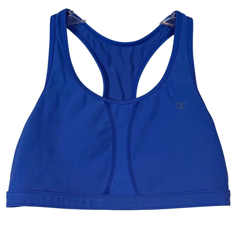 Champion Womens Blue Racerback Mesh Panel Sports Bra •1X• Gorpcore Training Plus
